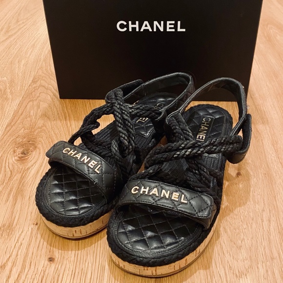 CHANEL | Shoes | Chanel Interlocking Cc Logo Slingback Sandals | Poshmark